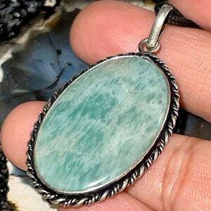 Thin Green Amazonite Pendant 1 7/8”